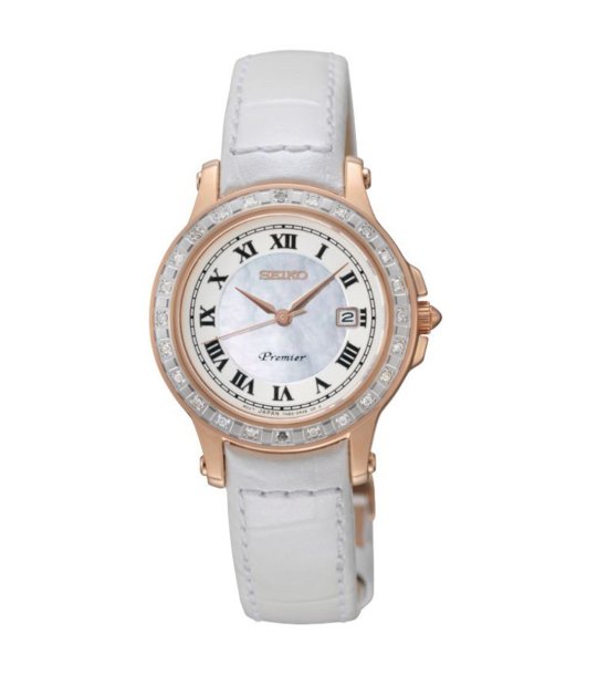 Дамски водоустойчив бял часовник Premier с кристали снимка