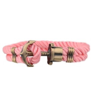 Унисекс гривна в розово с котва в бронзово с размер S снимка