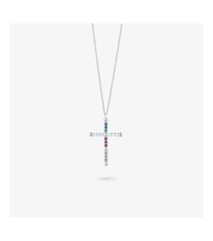 Дамско сребристо колие с кръст снимка