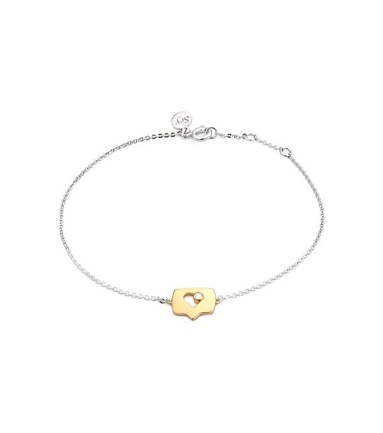 Дамска сребриста гривна със златист елемент снимка