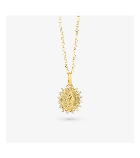 Златисто колие с овален медальон с верижка снимка