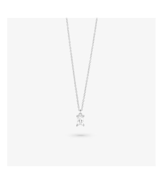 Дамско сребристо колие с висулка с кристал снимка