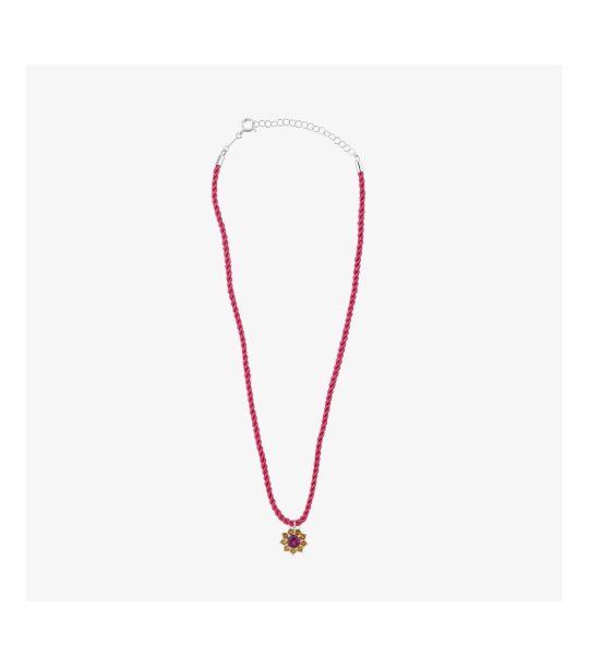 Розово колие с висулка с камък снимка