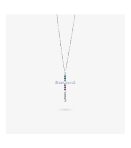 Дамско сребристо колие с кръст снимка