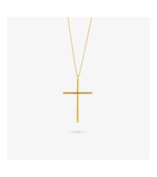 Дамско златисто колие с кръст снимка