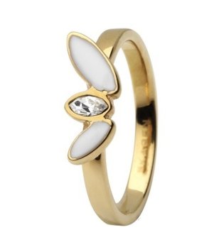 Златист дамски пръстен с камък размер 8 снимка