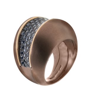 Елегантен дамски пръстен в бронзов нюанс с кристали снимка