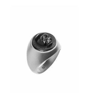 Сребрист мъжки пръстен с череп размер 64 снимка