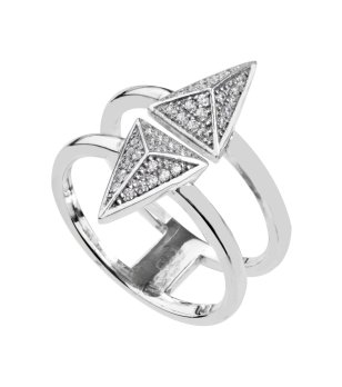 Дамски сребрист пръстен с камъни снимка