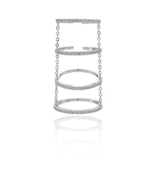 Елегантен сребрист пръстен с цирконии размери 54 снимка