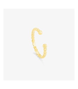 Отворен пръстен в златисто с топчета снимка