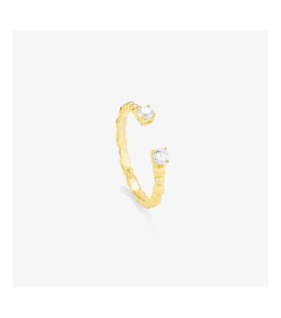 Отворен златист пръстен с камъни снимка