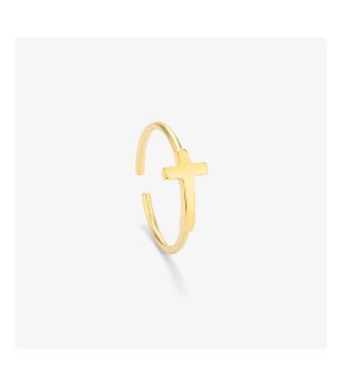 Златист дамски пръстен с кръст снимка