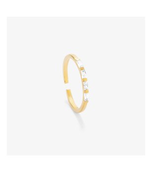 Златист дамски пръстен с правоъгълни камъчета снимка