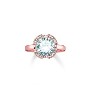 Дамски розов пръстен с кристали размер 52 снимка