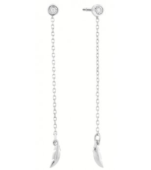 Висящи сребристи обеци с пера снимка