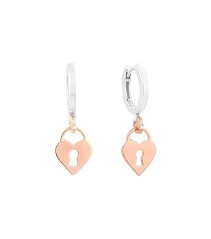 Дамски обеци в сребристо и розовозлатисто с катинарче снимка