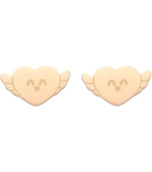 Златисти обеци сърце с крила снимка