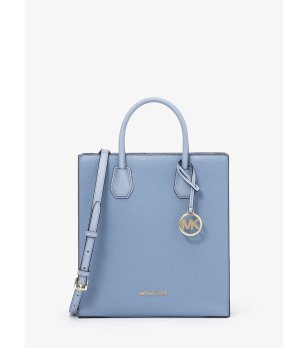 Дамска светлосиня кожена  чанта с дръжка снимка