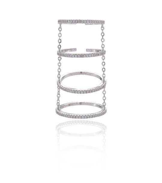 Елегантен сребрист пръстен с цирконии размери 56 снимка