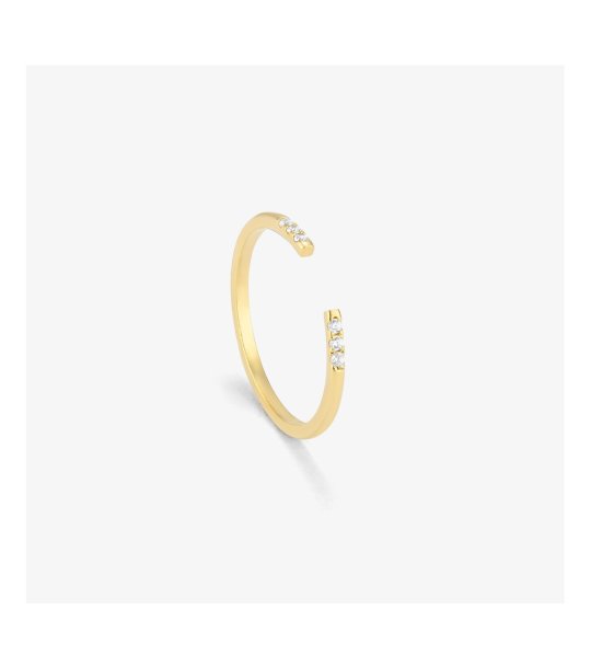 Дамски златист пръстен с кристали снимка