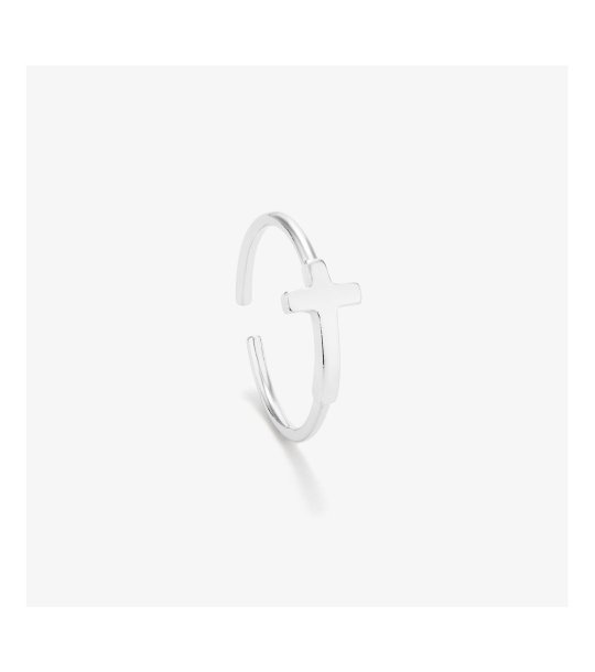 Дамски сребрист пръстен с кръст снимка