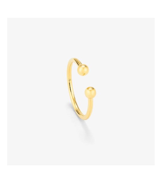 Отворен дамски пръстен в златисто с топчета снимка