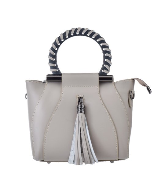 Дамска сива чанта с кръгли дръжки снимка