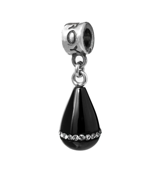 Талисман с капковидна черна висулка с кристали снимка