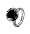 Регулируем сребрист пръстен с черен камък-0 снимка