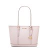 Дамска светлорозова кожена чанта с дълги дръжки-0 снимка