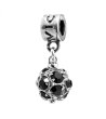Сребрист талисман със сфера с черни кристали-0 снимка
