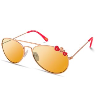 Детски слънчеви очила авиатор в златисто със сърца снимка