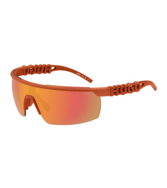 Спортни слънчеви очила в оранжево с огледални лещи снимка