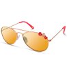 Детски слънчеви очила авиатор в златисто със сърца-0 снимка