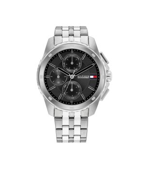 Мъжки часовник хронограф в сребристо и черно снимка