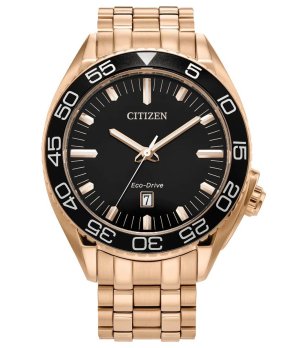 Аналогов соларен мъжки часовник в златисто и черно снимка