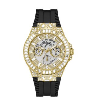 Мъжки часовник в златисто и черно с кристали снимка