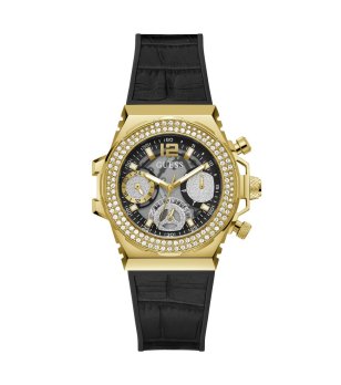 Аналогов часовник в златисто и черно с кристали снимка