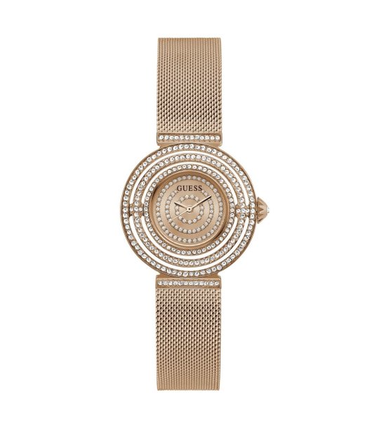 Дамски розовозлатист часовник с кристали снимка