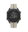 Мъжки дигитален часовник в черно и бежово-0 снимка