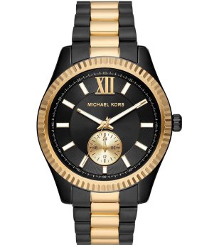 Кварцов унисекс часовник в черно и златисто снимка