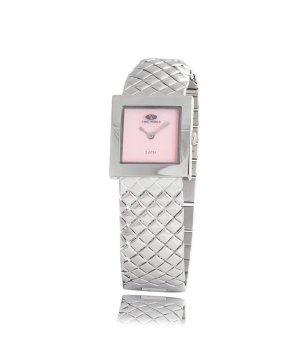 Дамски квадратен часовник в сребристо и розово снимка