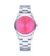 Дамски сребрист кварцов часовник с розов циферблат-0 снимка