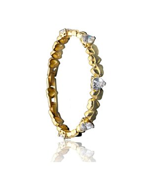 Дамска златиста гривна със сърца снимка