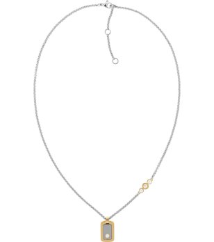 Дамско сребристо колие с плочка снимка