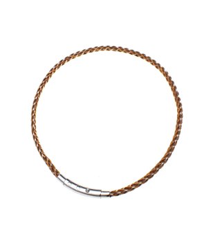 Унисекс колие в кафяво със сребрист елемент снимка