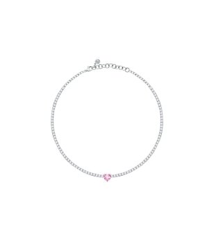 Дамско колие с кристали и розово сърце снимка