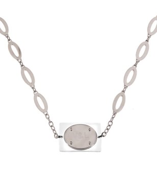 Дамско сребристо колие с овални елементи снимка