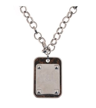 Дамско сребристо колие с плочка снимка